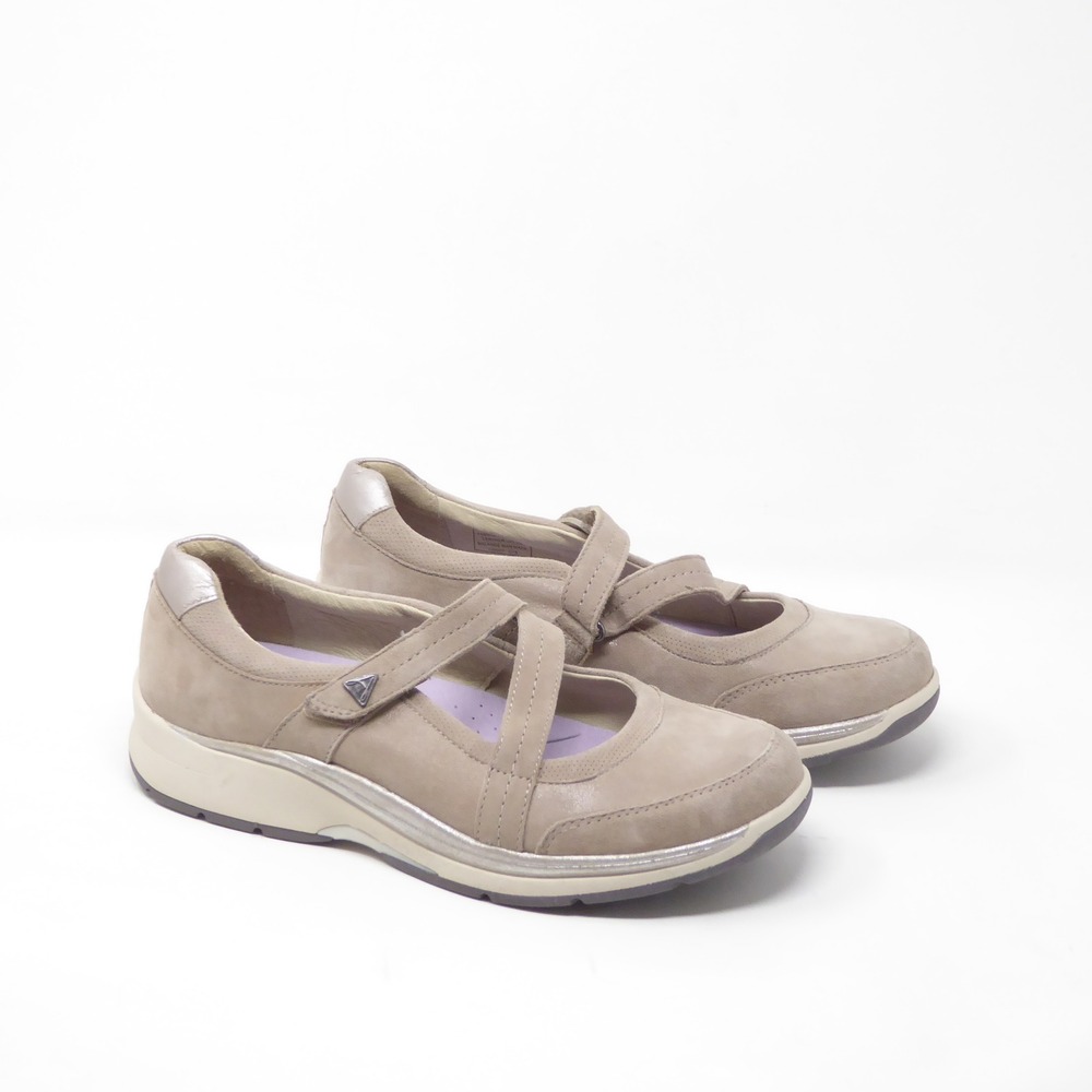 Aravon Women Pyper Cross Strap Mary Jane Shoes Taupe Suede Comfort 8.5 CH1200